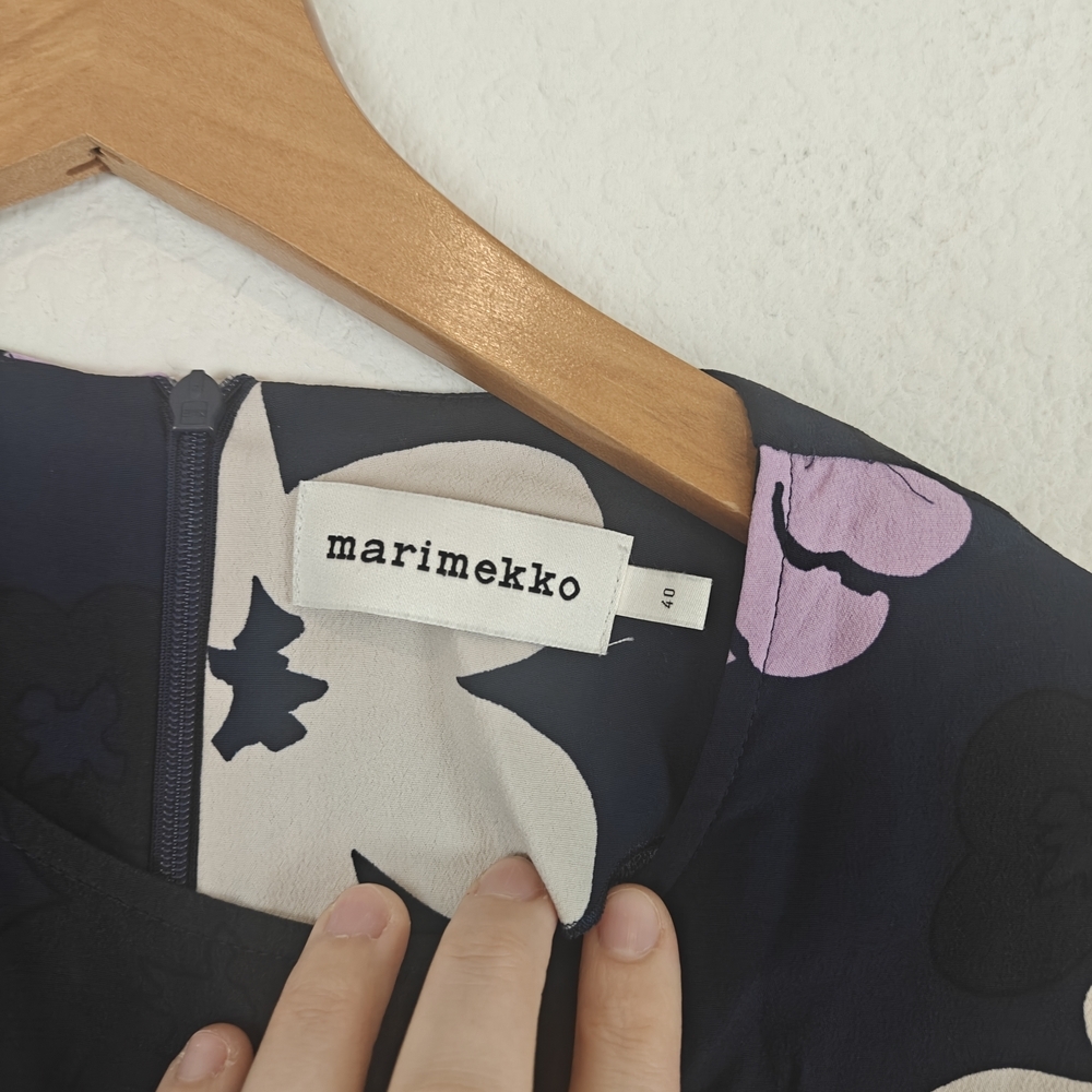 Merimekko Sorea Kevattalkoot Long Bell Sleeve Floral Blouse Sz 40, 10 - Picture 9 of 13